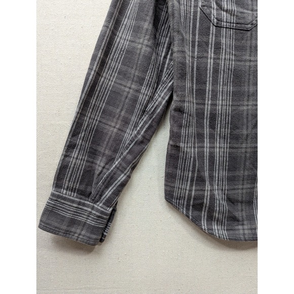 Fox Racing Plaid Button Up Shirt Gray White Stripe Long Sleeve Mens S Casual - Picture 5 of 13